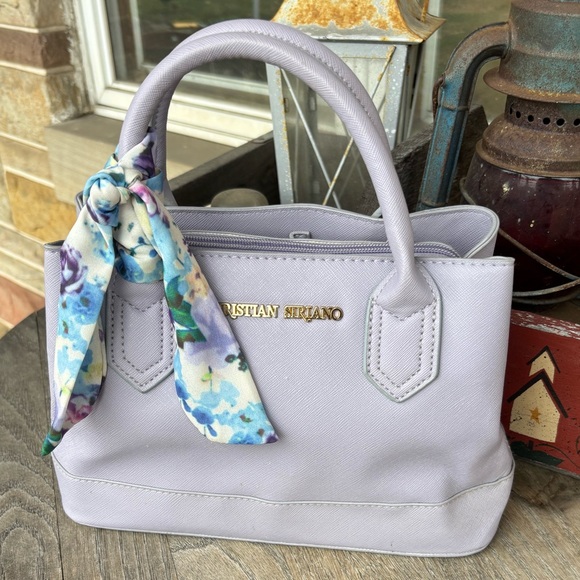 Christian Siriano Light Purple Satchel with Floral Scarf - Picture 1 of 8